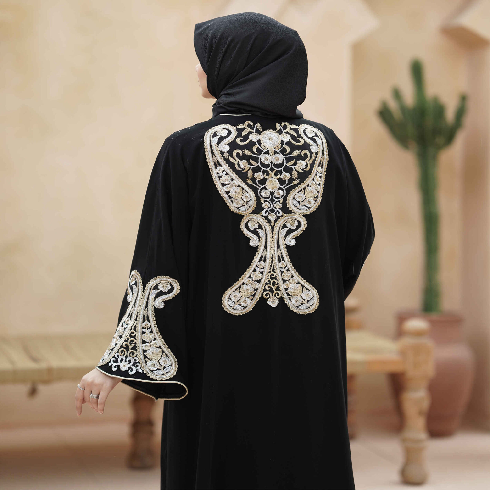 Midnight Elegance Embroidered Abaya - Image 2