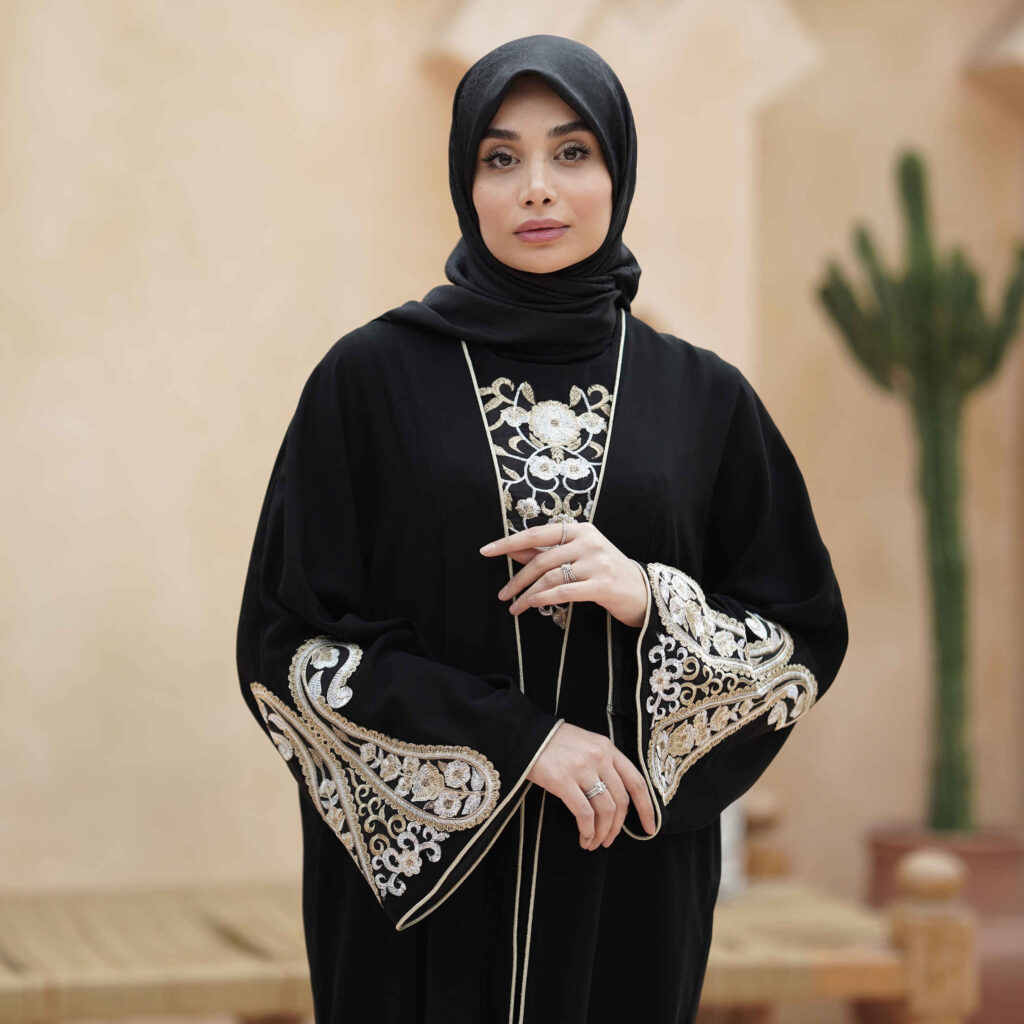 Midnight Elegance Embroidered Abaya